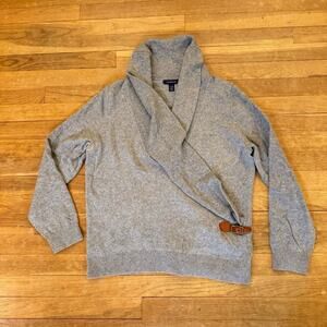 Lands' End wool blend gray cowl neck sweater shirt top size LP
 b18